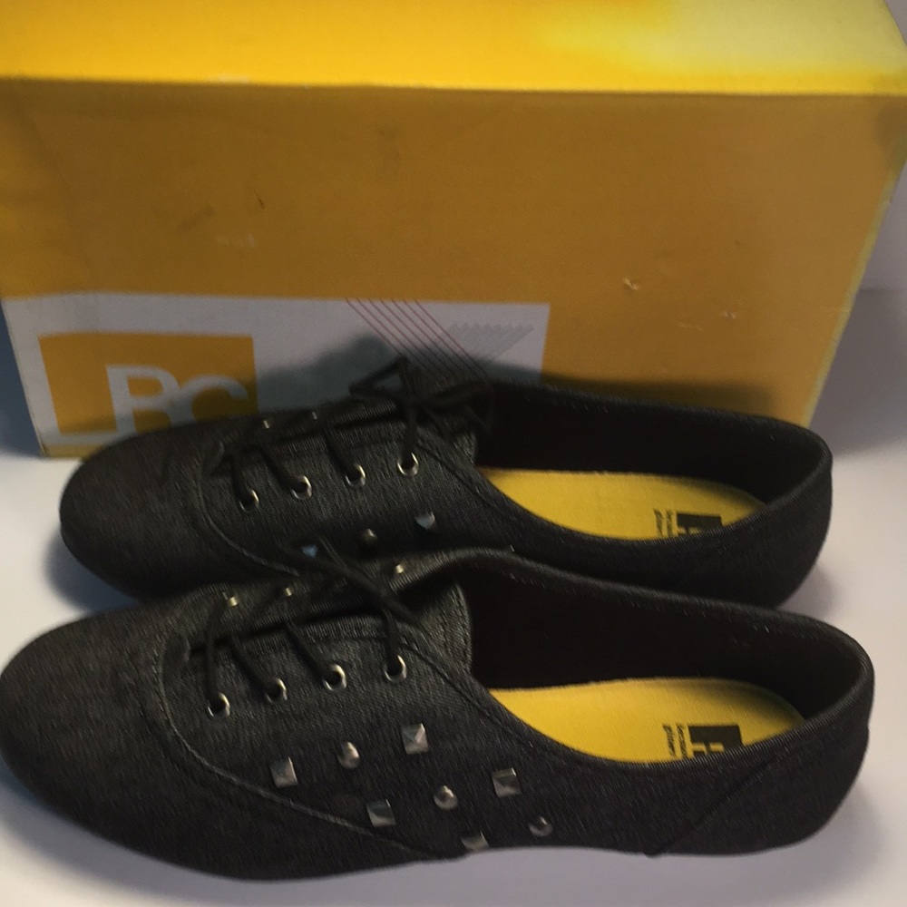 BC - Black denim studded lace-up shoes NWT size 8 - Picture 6 of 7